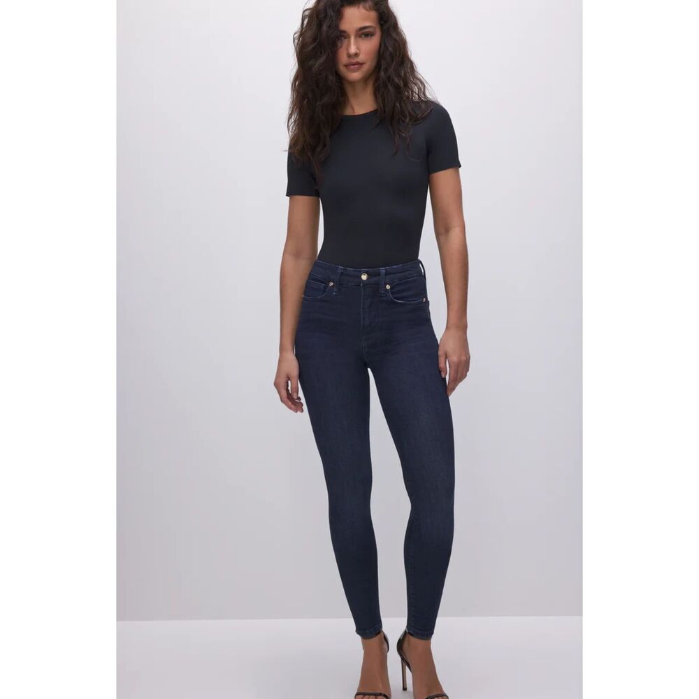 Good American Good Legs High Rise Skinny Jeans Dark Blue Sz 18 Stretch Pants
